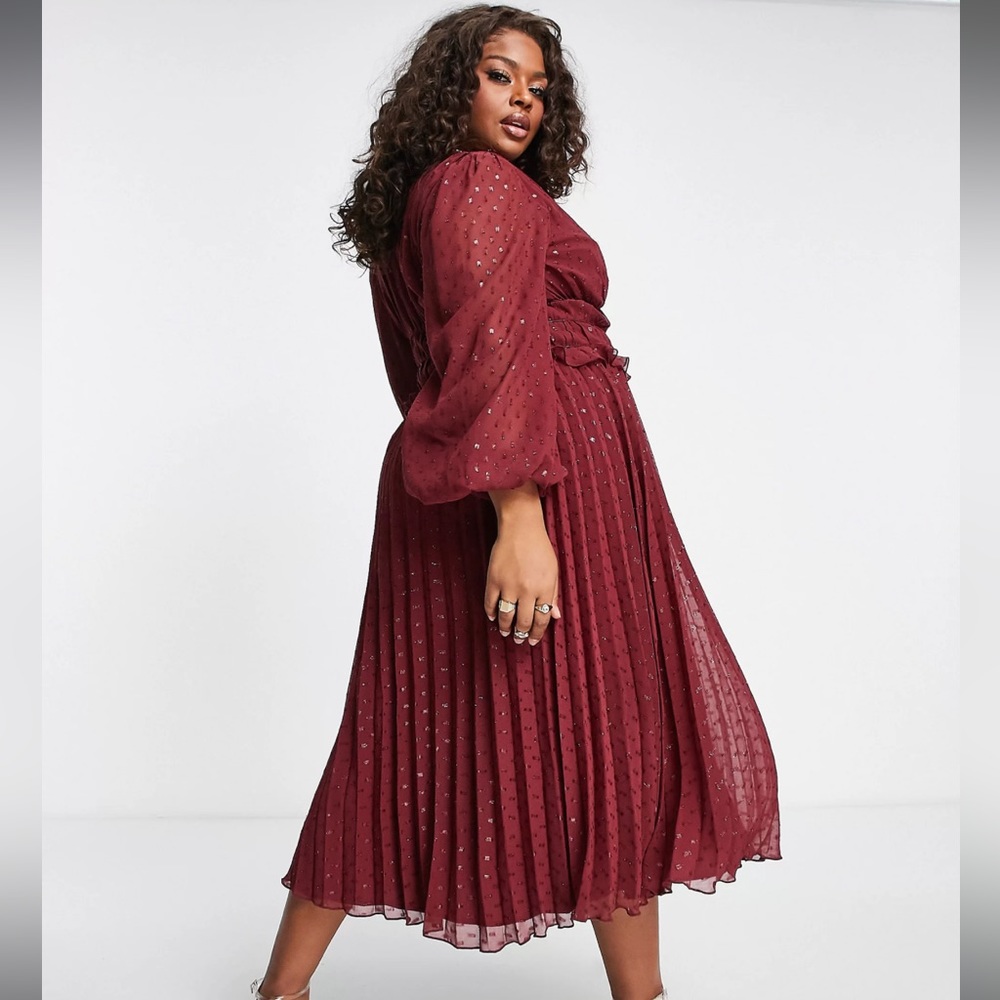 Nwt Asos Design Curve Button Ruched Waist Pleated… - image 4